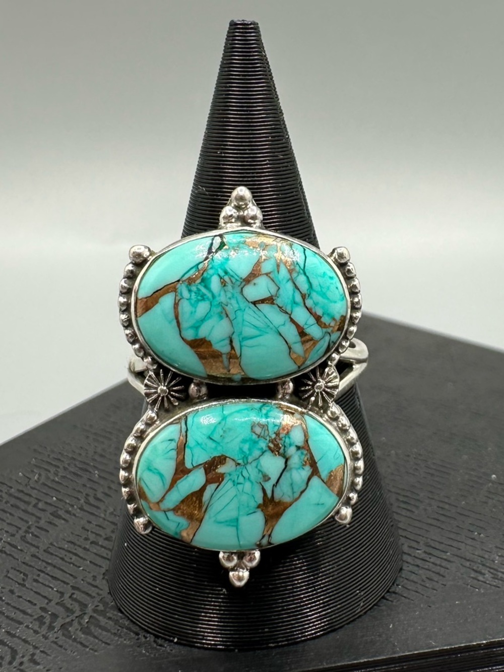 Beautiful Mint Dahlia Turquoise Sterling Silver 925 Handmade Ring Size 8